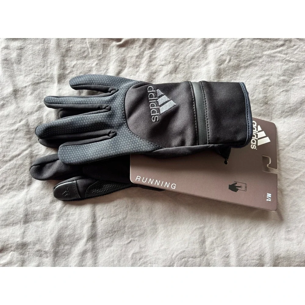 Adidas COLD.RDY Running Gloves Black Touchscreen Grip Mens Womens M/L NEW